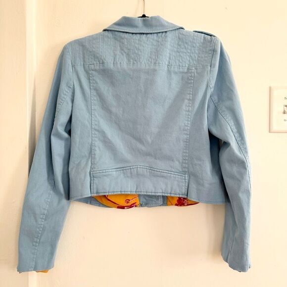 Color Me Courtney Blue Motorcycle Style Cotton Jacket Size 12 - Picture 4 of 8